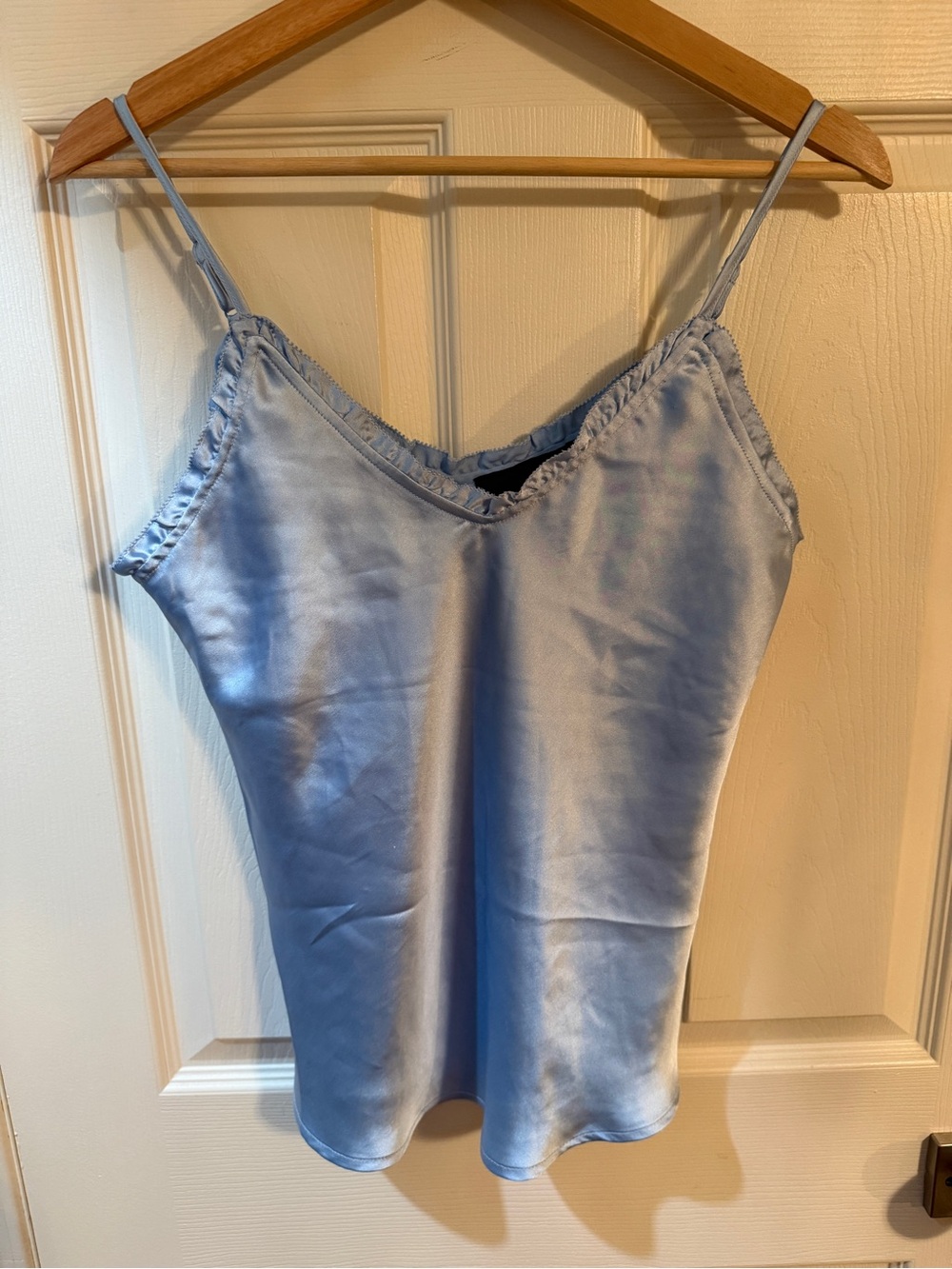 Light Blue Satin V-Neck Camisole with Spaghetti Straps